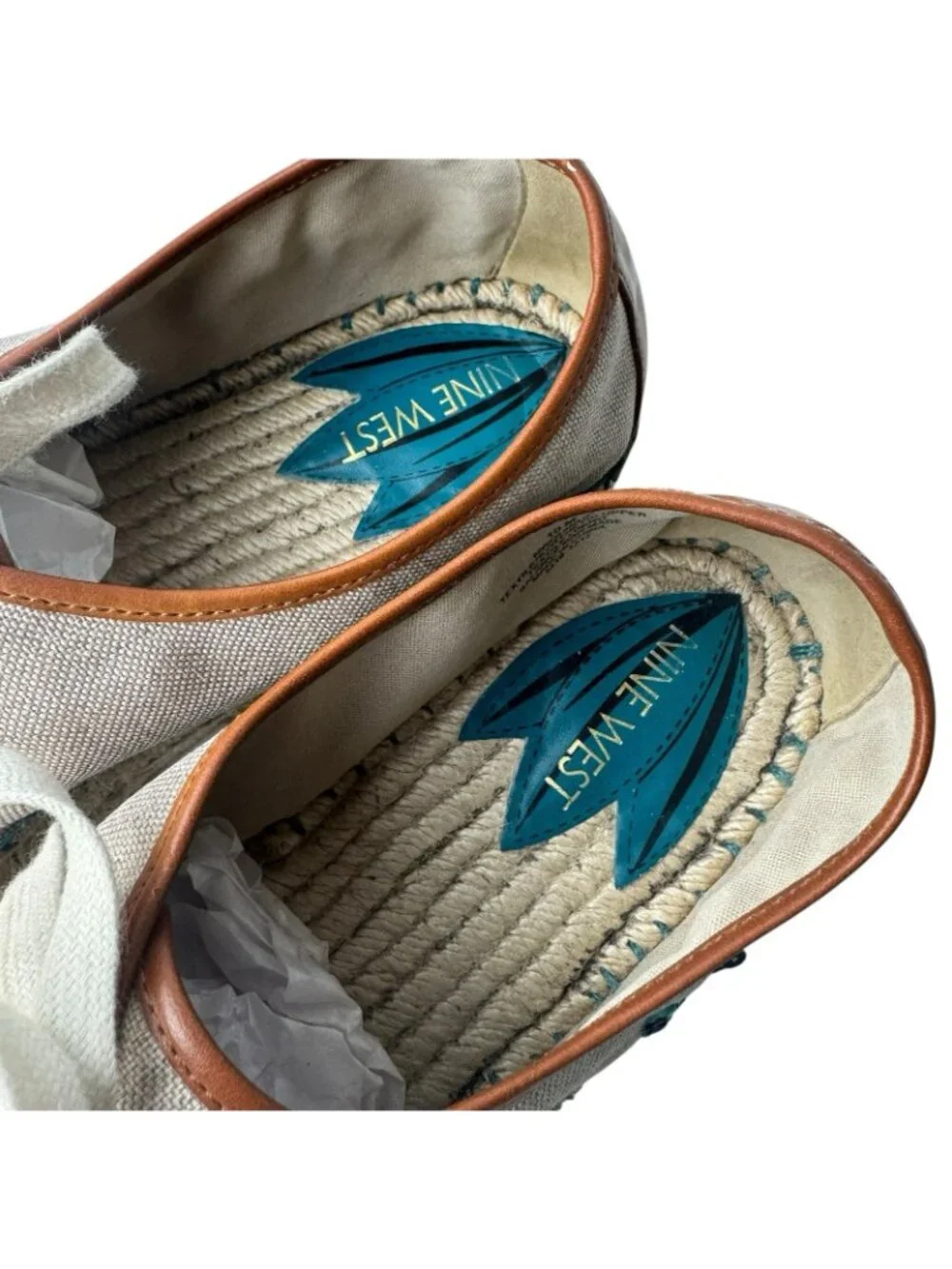 Nine West Guinup Linen Oxford Flat Espadrille Sneaker Tropical Sequins Women 10